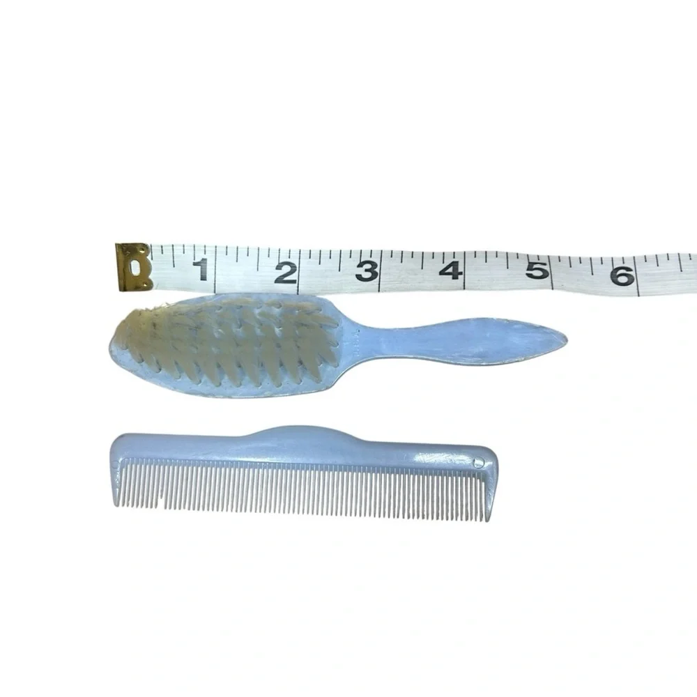 Vintage Blue Baby Hair Brush and Comb Set